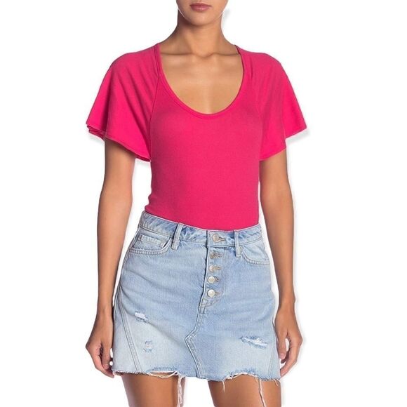 Intimately Free People Byron Ribbed Flutter Sleeves Bodysuit in the Size Small - Picture 7 of 16